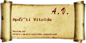Apáti Vitolda névjegykártya